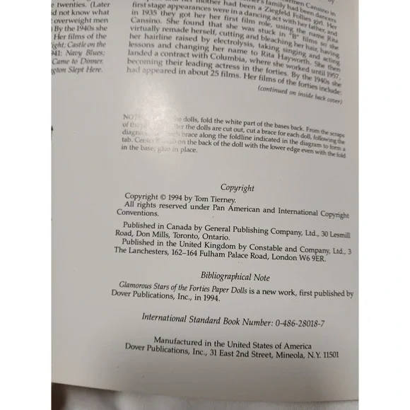 Paper Dolls Glamorous Stars Of‎ The Forties Paperback Tom Tierney - Picture 4 of 6